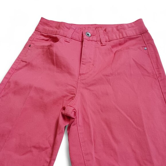 Retro Y2K Santana Jeans Neon Coral Crop Pants | Size 6 | High Rise Stretch Fit - Picture 6 of 10
